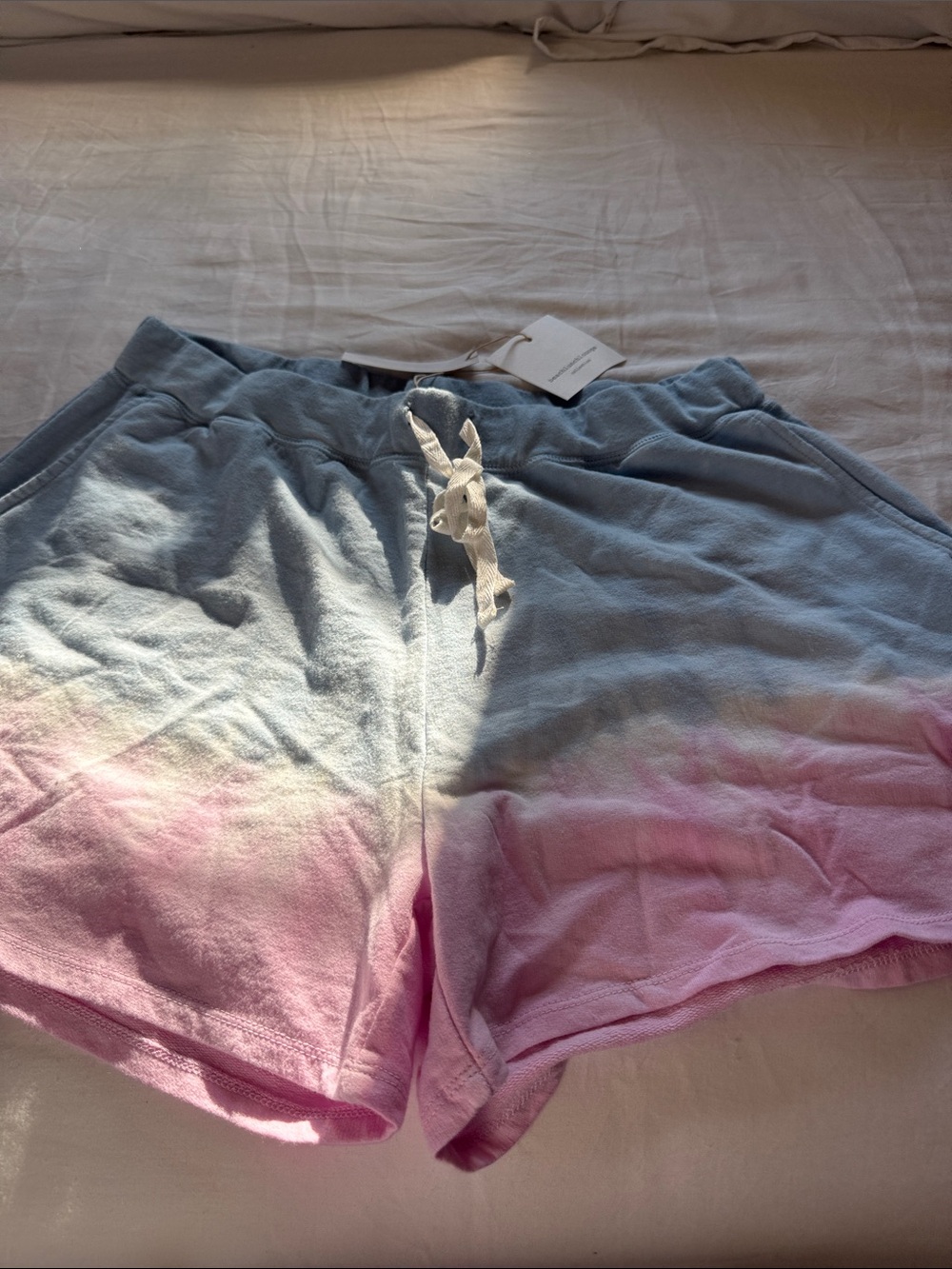 beachlunchlounge Pastel Blue to Pink Tie-Dye Women's Athletic Shorts